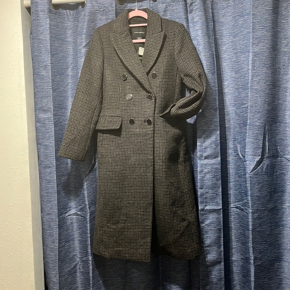 Black and grey plaid club Monaco Jemma coat
